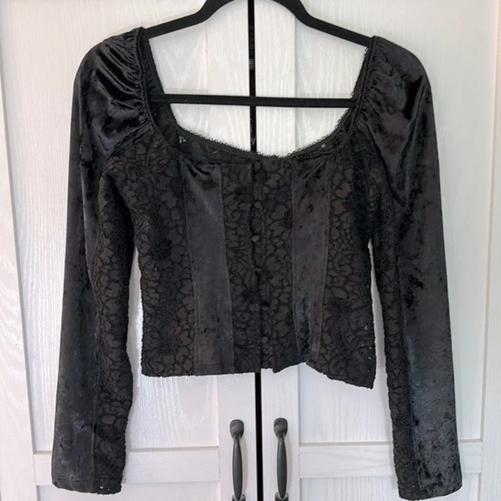 Bali Moves Black Velvet and Lace Corset Cami Top by Intimately by Free People S